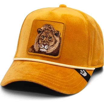 Gelbe Snapback-Kappe mit gebogenem Schirm Löwe Lion Royalty The Farm von Goorin Bros.