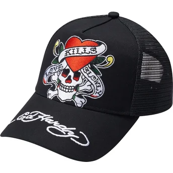 Gorra trucker negra Love Kills Slowly de Ed Hardy