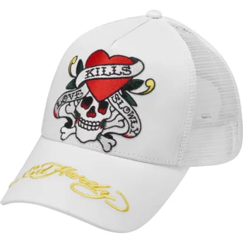 Casquette trucker blanche Love Kills Slowly Ed Hardy