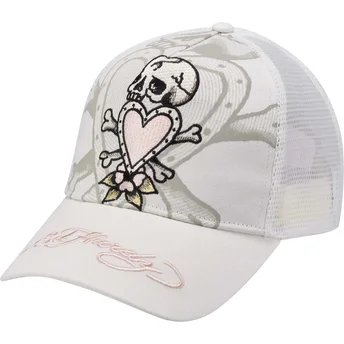 Gorra trucker blanca Death Before de Ed Hardy