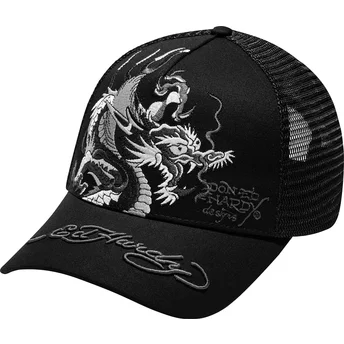 Ed Hardy Mono Giant Dragon Black Trucker Hat