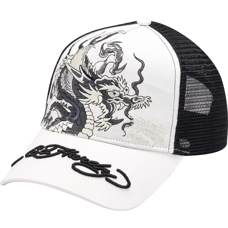 petten-gebogen-wit-snapback-mono-giant-van-ed-hardy