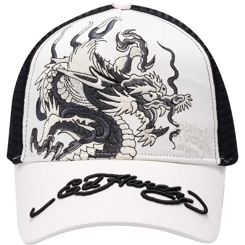 petten-gebogen-wit-snapback-mono-giant-van-ed-hardy