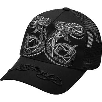 Trucker-kasket sort Duo Black Snake fra Ed Hardy