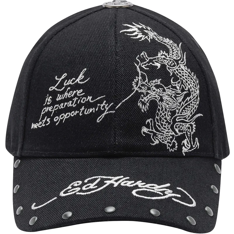 justerbar-sort-buet-kasket-lucky-dragon-fra-ed-hardy