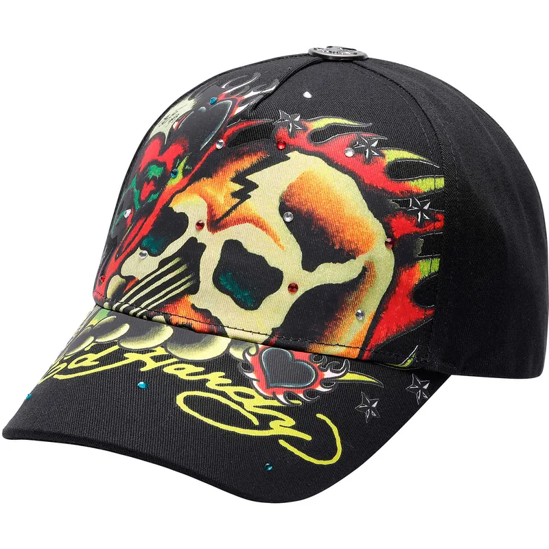 cappellino-curvo-nero-regolabile-skull-chopper-di-ed-hardy