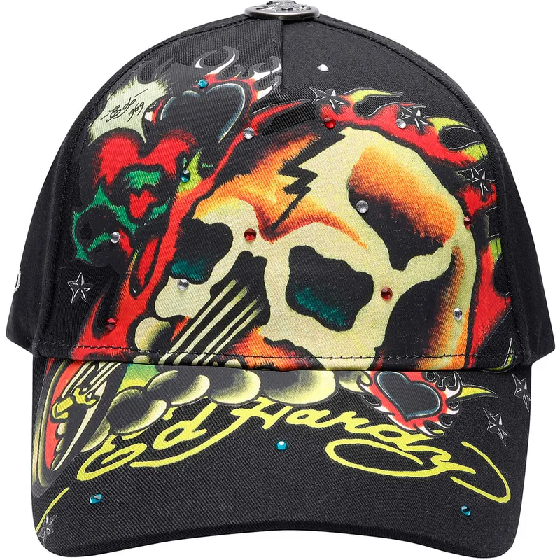 justerbar-sort-buet-kasket-skull-chopper-fra-ed-hardy