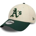 cappello-curvo-beige-e-verde-regolabile-9forty-colour-block-degli-oakland-athletics-mlb-di-new-era