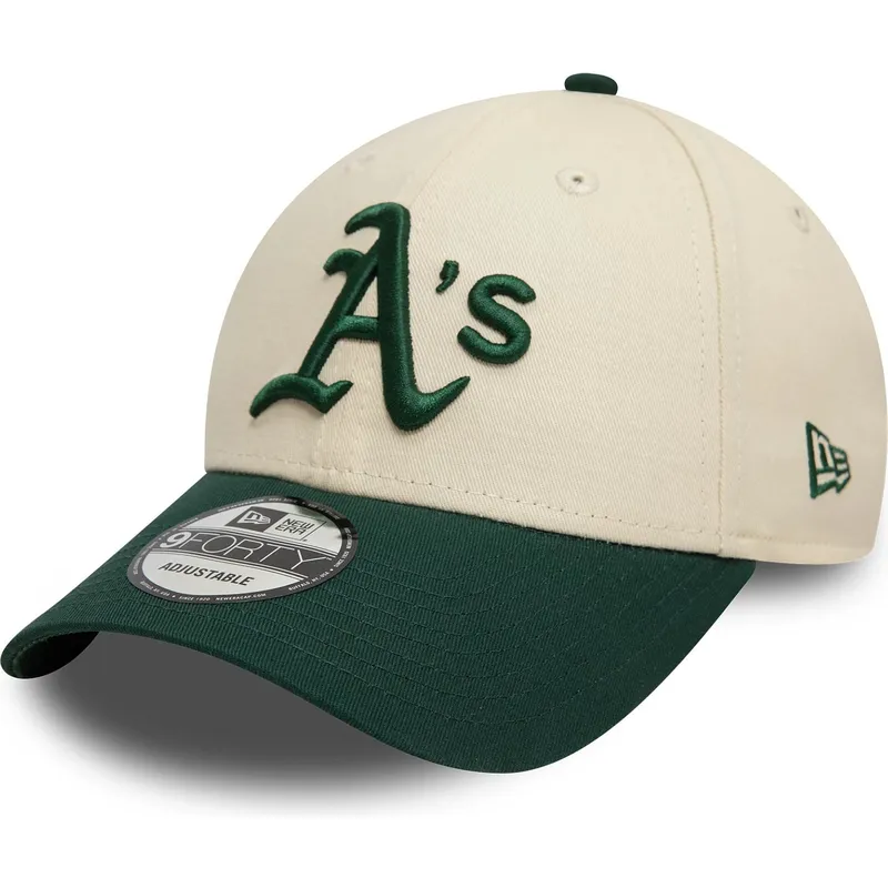 bezowo-zielona-czapka-z-daszkiem-regulowana-9forty-colour-block-oakland-athletics-mlb-od-new-era