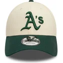 bezowo-zielona-czapka-z-daszkiem-regulowana-9forty-colour-block-oakland-athletics-mlb-od-new-era