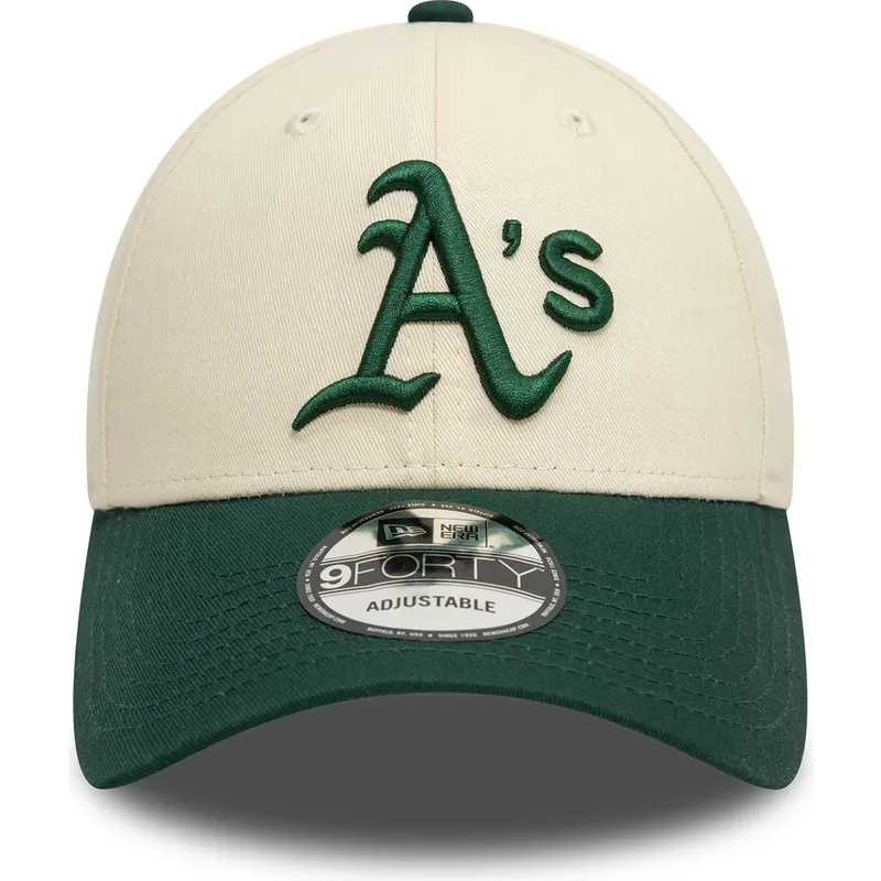 9forty-colour-block-verstellbare-beige-und-grune-kappe-der-oakland-athletics-mlb-von-new-era