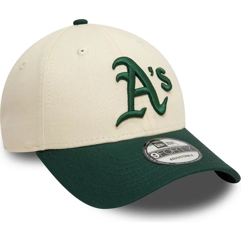 9forty-colour-block-verstellbare-beige-und-grune-kappe-der-oakland-athletics-mlb-von-new-era