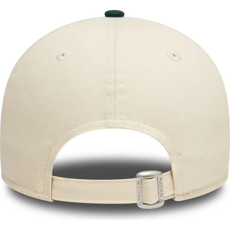 cappellino-curvo-beige-e-verde-regolabile-9forty-colour-block-di-oakland-athletics-mlb-di-new-era