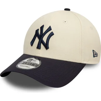 Gorra curva beige y azul marino ajustable 9FORTY Colour Block de New York Yankees MLB de New Era