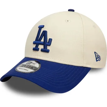 New Era Curved Brim 9FORTY Colour Block Los Angeles Dodgers MLB Beige and Blue Adjustable Cap