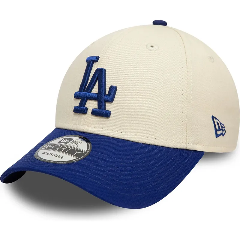 petten-gebogen-beige-verstelbaar-9forty-colour-block-van-los-angeles-dodgers-mlb-van-new-era