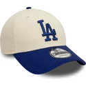 verstellbare-9forty-colour-block-kappe-in-beige-und-blau-von-den-los-angeles-dodgers-mlb-von-new-era