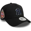 sort-snapback-kasket-med-buet-skygge-og-morkeblat-logo-9forty-a-frame-world-series-patch-fra-new-york-yankees-mlb-fra-new-era