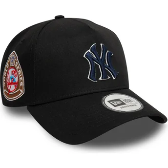 Gorra curva negra snapback con logo azul marino 9FORTY A Frame World Series Patch de New York Yankees MLB de New Era