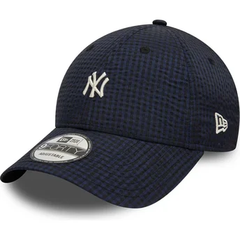 Marineblaue verstellbare Curved Cap 9FORTY Seersucker der New York Yankees MLB von New Era
