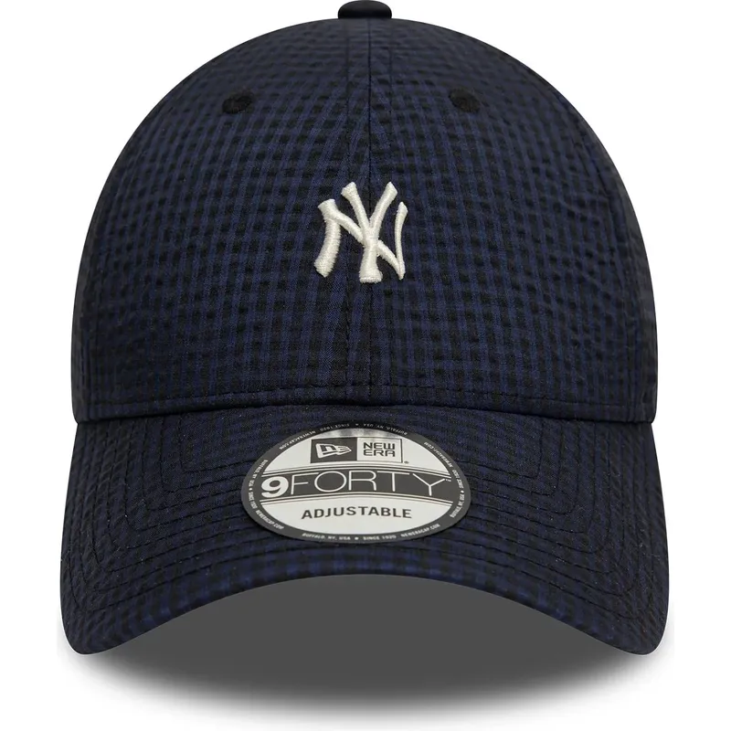 marineblaue-verstellbare-curved-cap-9forty-seersucker-der-new-york-yankees-mlb-von-new-era
