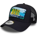 casquette-trucker-bleue-marine-9forty-a-frame-license-plate-maui-villes-et-plages-new-era