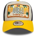 9forty-a-frame-trucker-cap-beige-und-gelb-license-plate-dubai-stadte-und-strande-von-new-era
