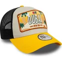 9forty-a-frame-trucker-cap-beige-und-gelb-license-plate-dubai-stadte-und-strande-von-new-era