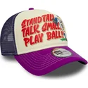 casquette-trucker-beige-et-violette-9forty-a-frame-graphic-stand-tall-talk-small-play-ball-new-era