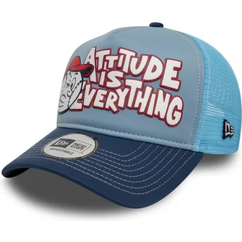 New Era 9FORTY A Frame Graphic Attitude Is Everything Blue Trucker Hat