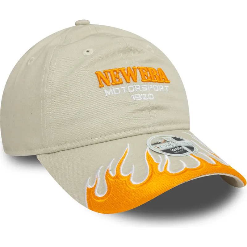 petten-gebogen-beige-verstelbaar-9twenty-flame-visor-van-new-era petten-gebogen-beige-verstelbaar-9twenty-flame-visor-van-new-era