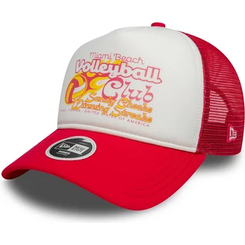 Gorra trucker blanca y roja para mujer 9FORTY A Frame Foam de Miami Beach Ciudades y Playas de New Era