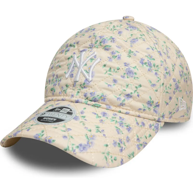 beige-bojd-justerbar-keps-for-dam-9twenty-floral-quilt-fran-new-york-yankees-mlb-av-new-era