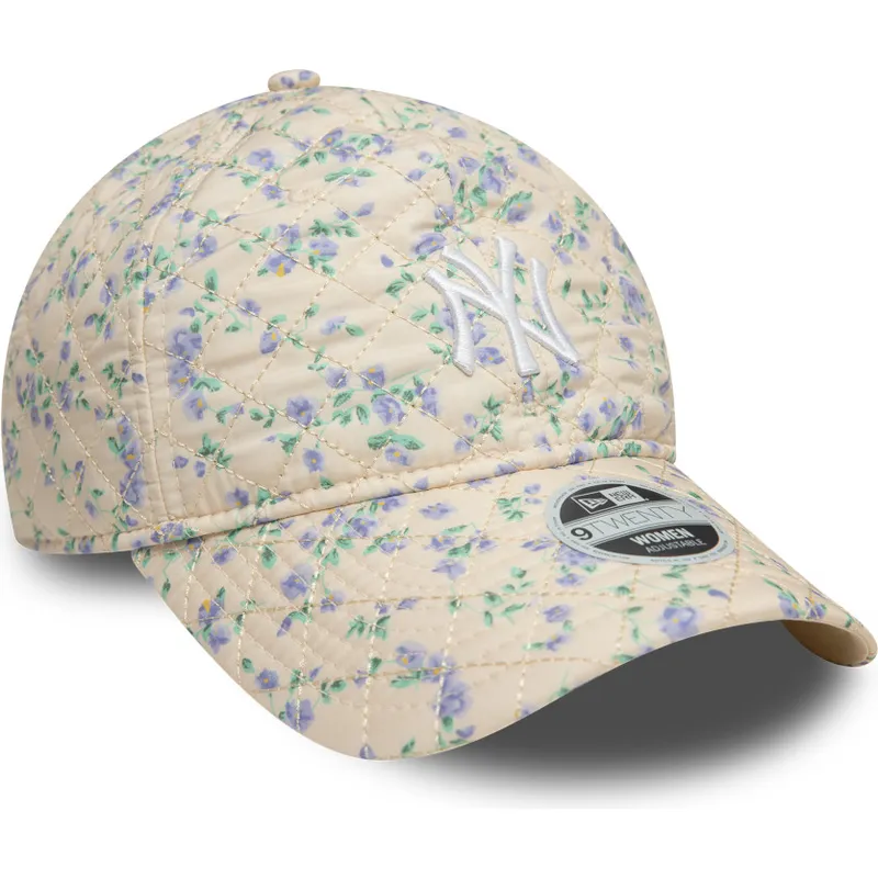 petten-gebogen-beige-verstelbare-band-9twenty-floral-quilt-van-new-york-yankees-mlb-van-new-era