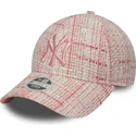 gorra-curva-rosa-ajustable-para-mujer-con-logo-rosa-9forty-tweed-de-new-york-yankees-mlb-de-new-era