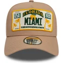 cappello-curvo-marrone-chiaro-snapback-9forty-a-frame-license-plate-di-miami-citta-e-spiagge-di-new-era