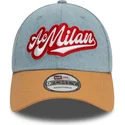 casquette-courbee-bleue-et-marron-ajustable-9forty-denim-ac-milan-serie-a-new-era