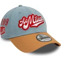 casquette-courbee-bleue-et-marron-ajustable-9forty-denim-ac-milan-serie-a-new-era