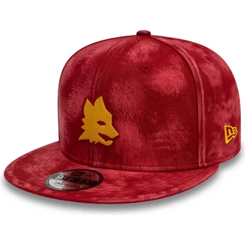 Petten plat rood snapback 9FIFTY Tie Dye van Associazione Sportiva Roma Serie A van New Era