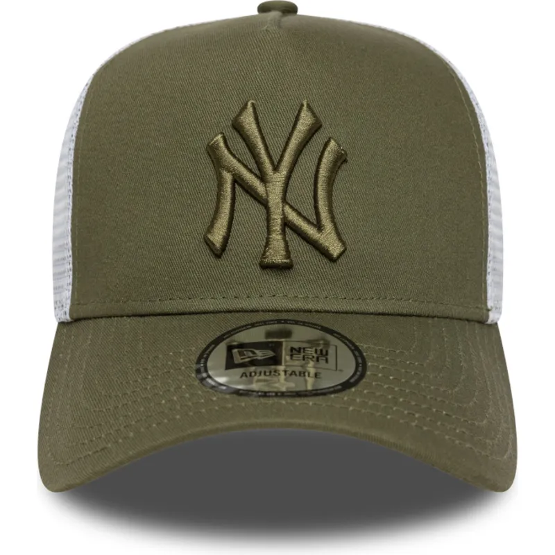 gron-og-hvid-trucker-kasket-med-gront-logo-a-frame-league-essential-fra-new-york-yankees-mlb-fra-new-era