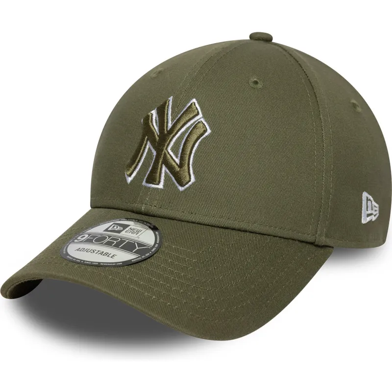 grune-verstellbare-curved-cap-mit-grunem-logo-9forty-outline-der-new-york-yankees-mlb-von-new-era