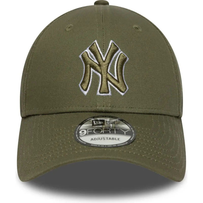 gron-justerbar-curved-kasket-med-gront-logo-9forty-outline-fra-new-york-yankees-mlb-fra-new-era