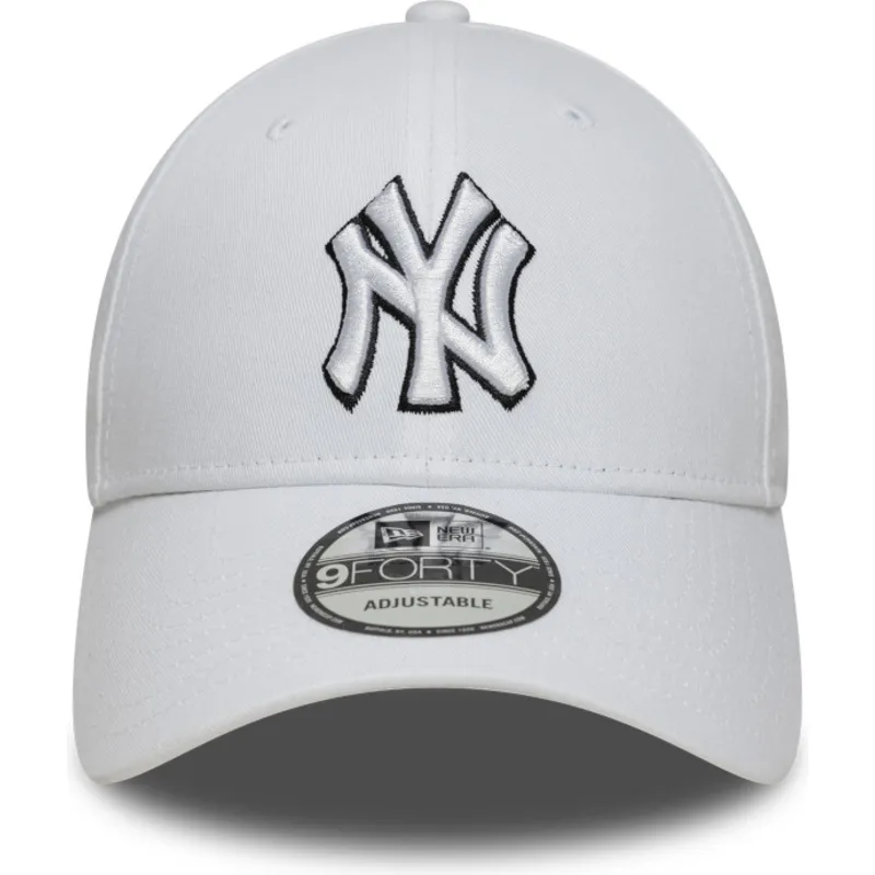 weisse-verstellbare-9forty-curved-cap-outline-der-new-york-yankees-mlb-von-new-era