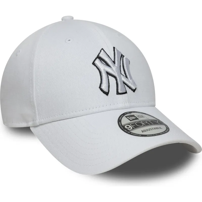 weisse-verstellbare-9forty-curved-cap-outline-der-new-york-yankees-mlb-von-new-era