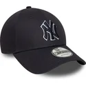 justerbar-marinebla-buet-kasket-med-marineblat-logo-9forty-outline-new-york-yankees-mlb-fra-new-era