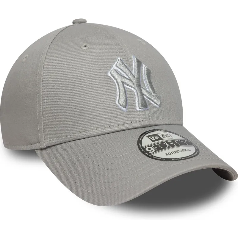 graue-verstellbare-curved-cap-9forty-outline-der-new-york-yankees-mlb-von-new-era