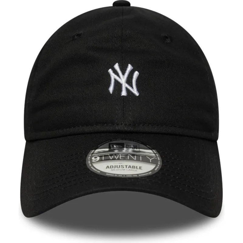 justerbar-sort-kurvet-kasket-9twenty-mini-logo-fra-new-york-yankees-mlb-fra-new-era