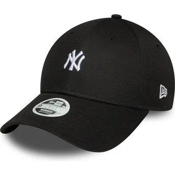 Gorra curva negra ajustable para mujer 9FORTY Mini Logo de New York Yankees MLB de New Era