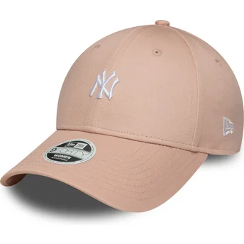 Lyserød justerbar buet kasket til kvinder 9FORTY Mini Logo fra New York Yankees MLB fra New Era