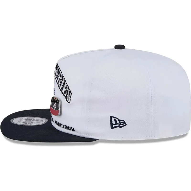 cappello-piatto-bianco-e-nero-snapback-golfer-championship-pin-di-new-york-yankees-atlanta-braves-mlb-di-new-era